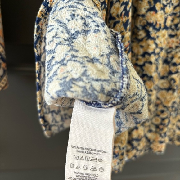 Free People Once Upon a Summertime Bohemian Romper Blue/Gold Floral Size Medium - Picture 13 of 14